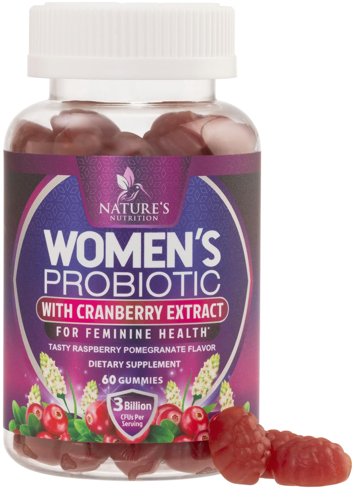 Bottle of Probiotics for Women Gummies with Cranberry