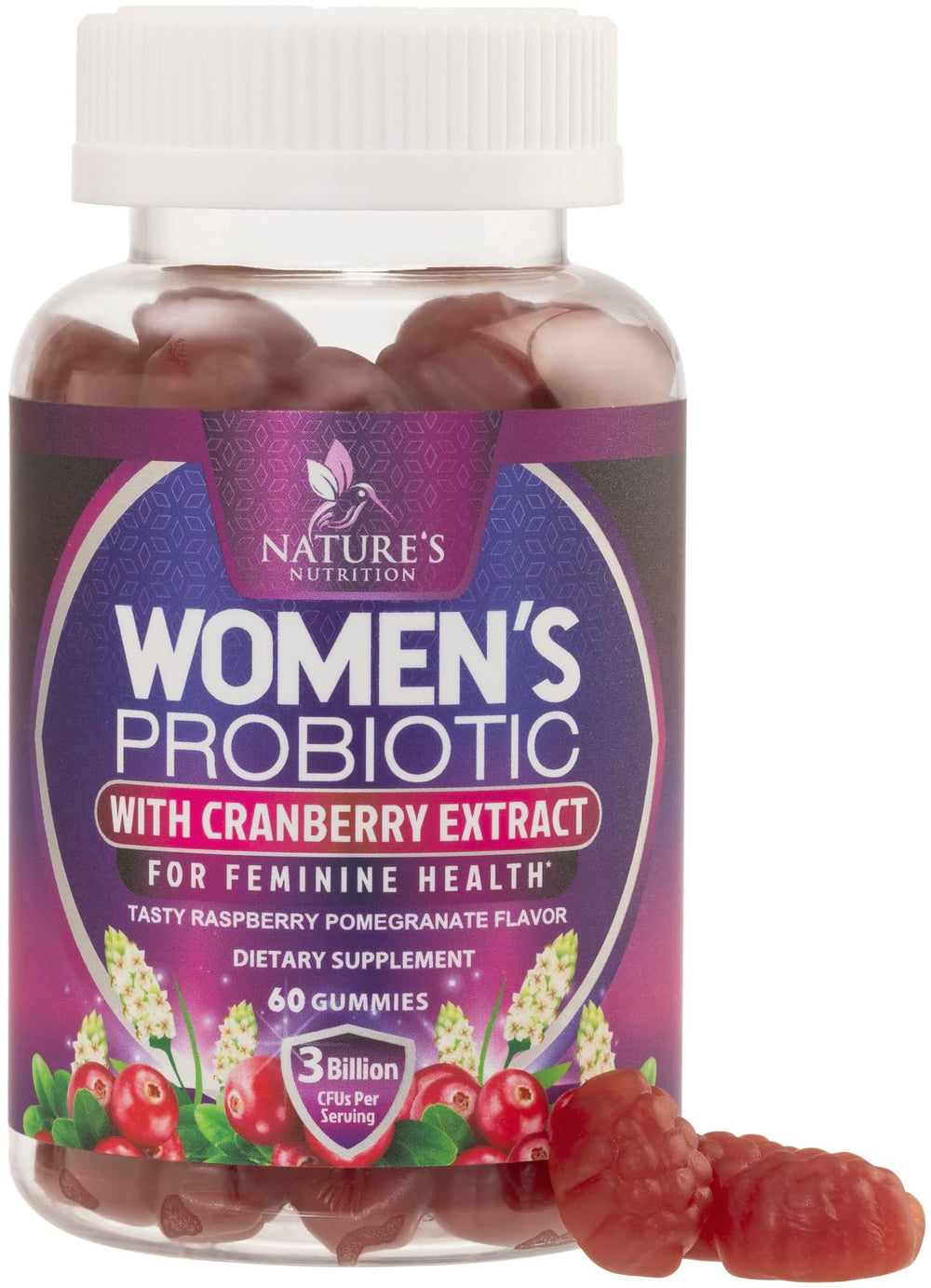 Bottle of Probiotics for Women Gummies with Cranberry