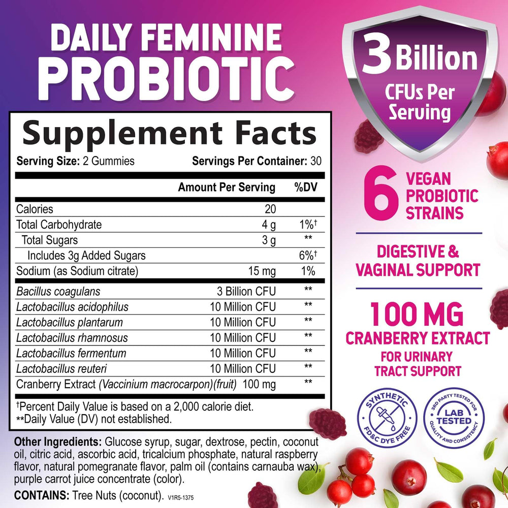 Close-up of cranberry-infused probiotic gummies