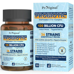 Product bottle labeled Probiotics for Women & Men 120B CFU