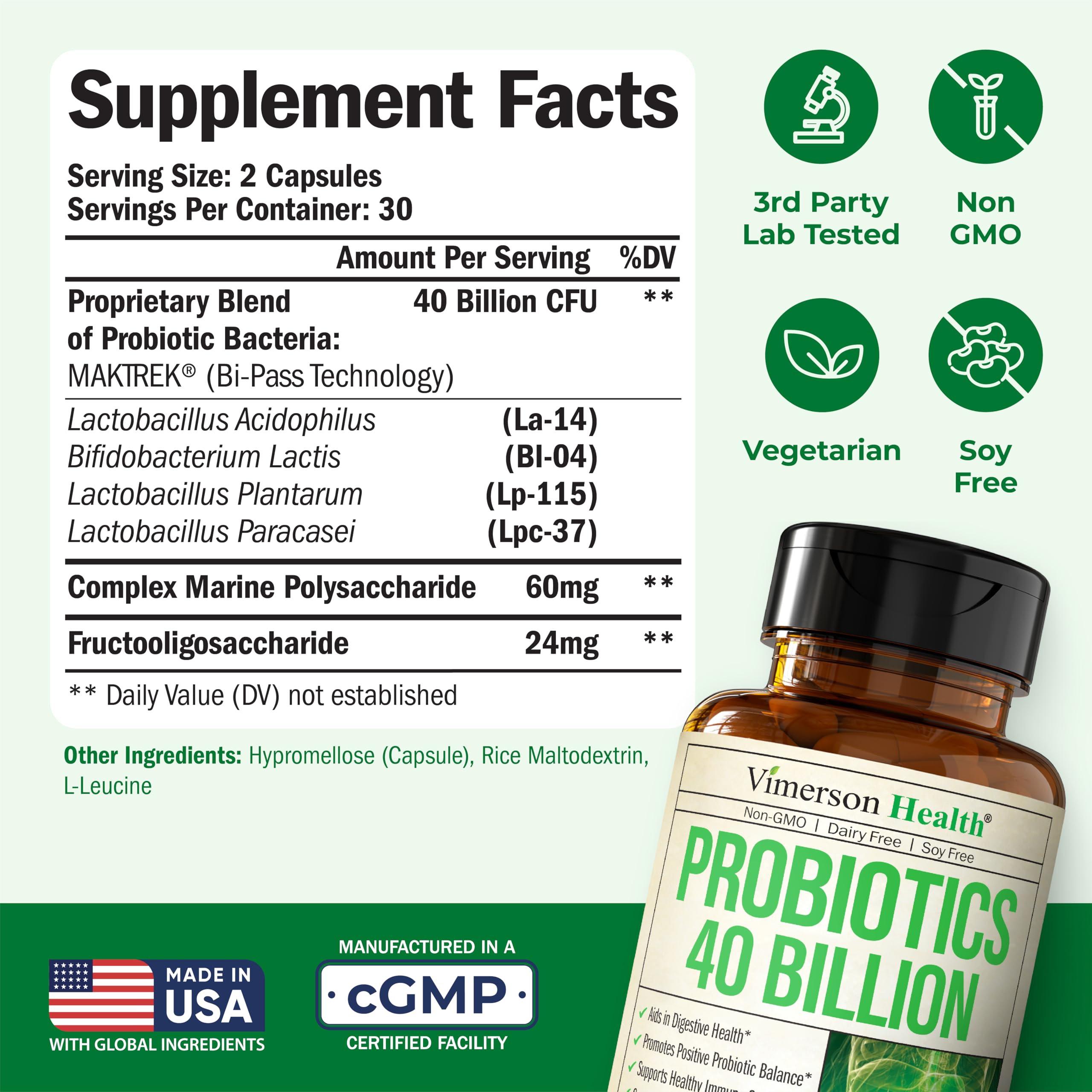 Label highlighting 40 billion CFU potency