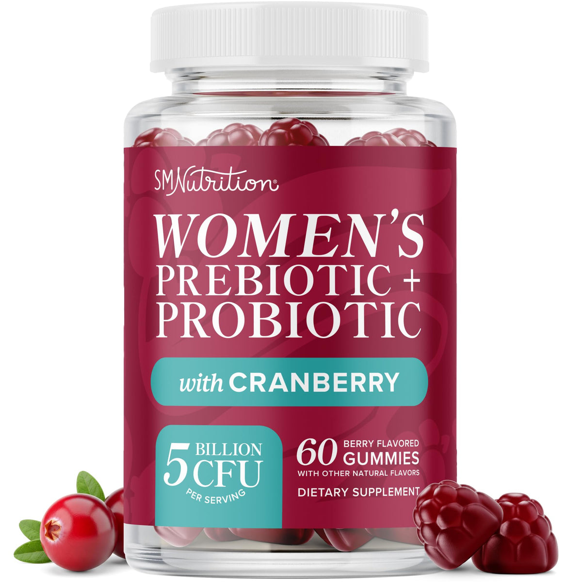 Hero image: Probiotics for Women with Prebiotics and Cranberry Berry Gummies – 60 count