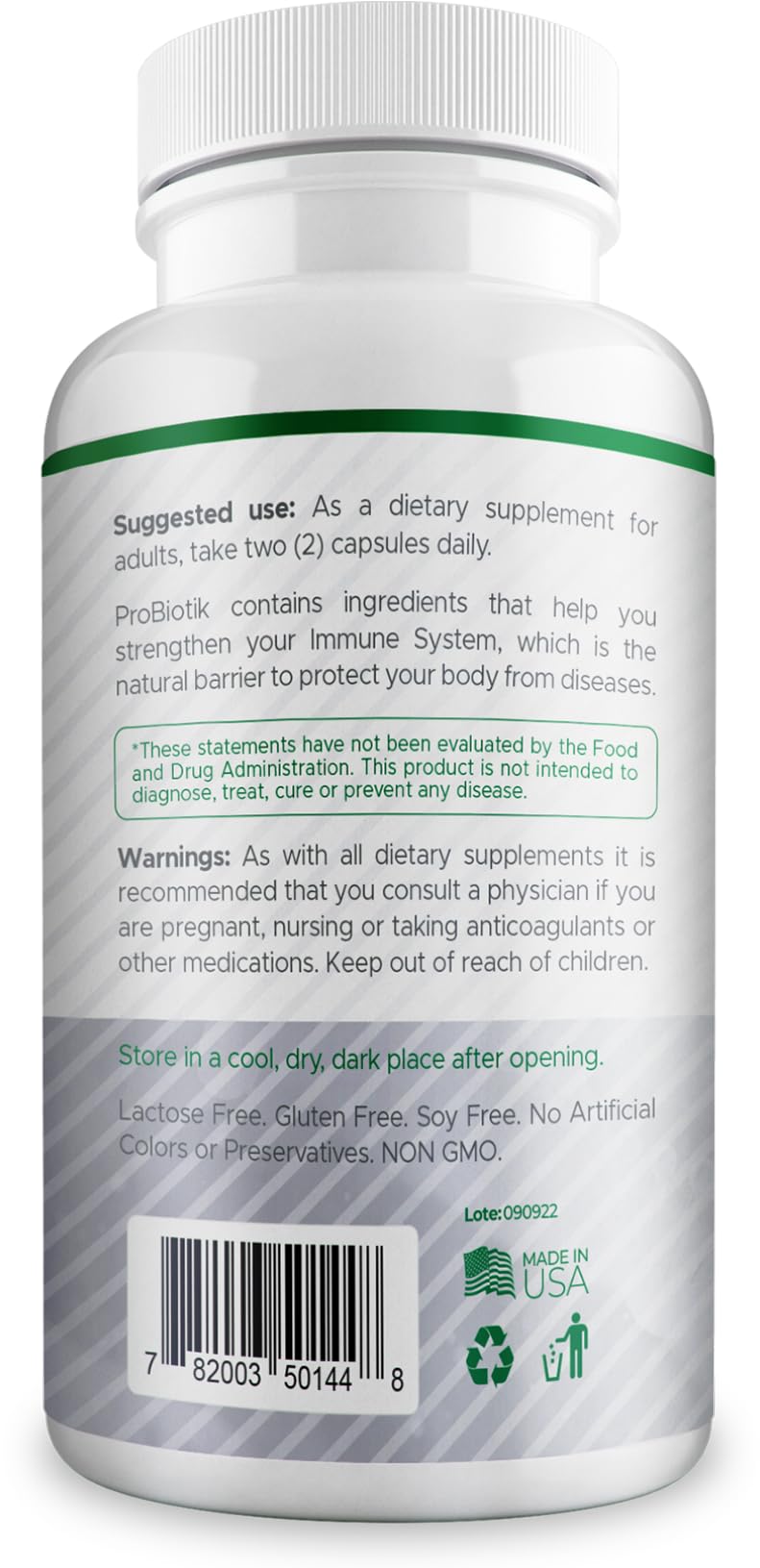 Probiotik dairy-free, gluten-free and artificial additive-free