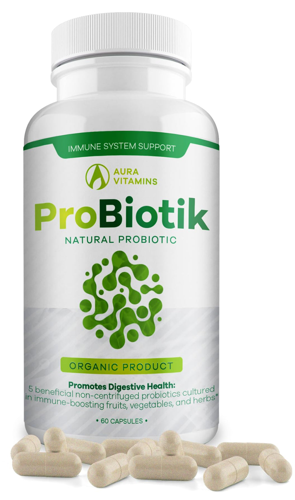 Probiotik bottle packaging and label