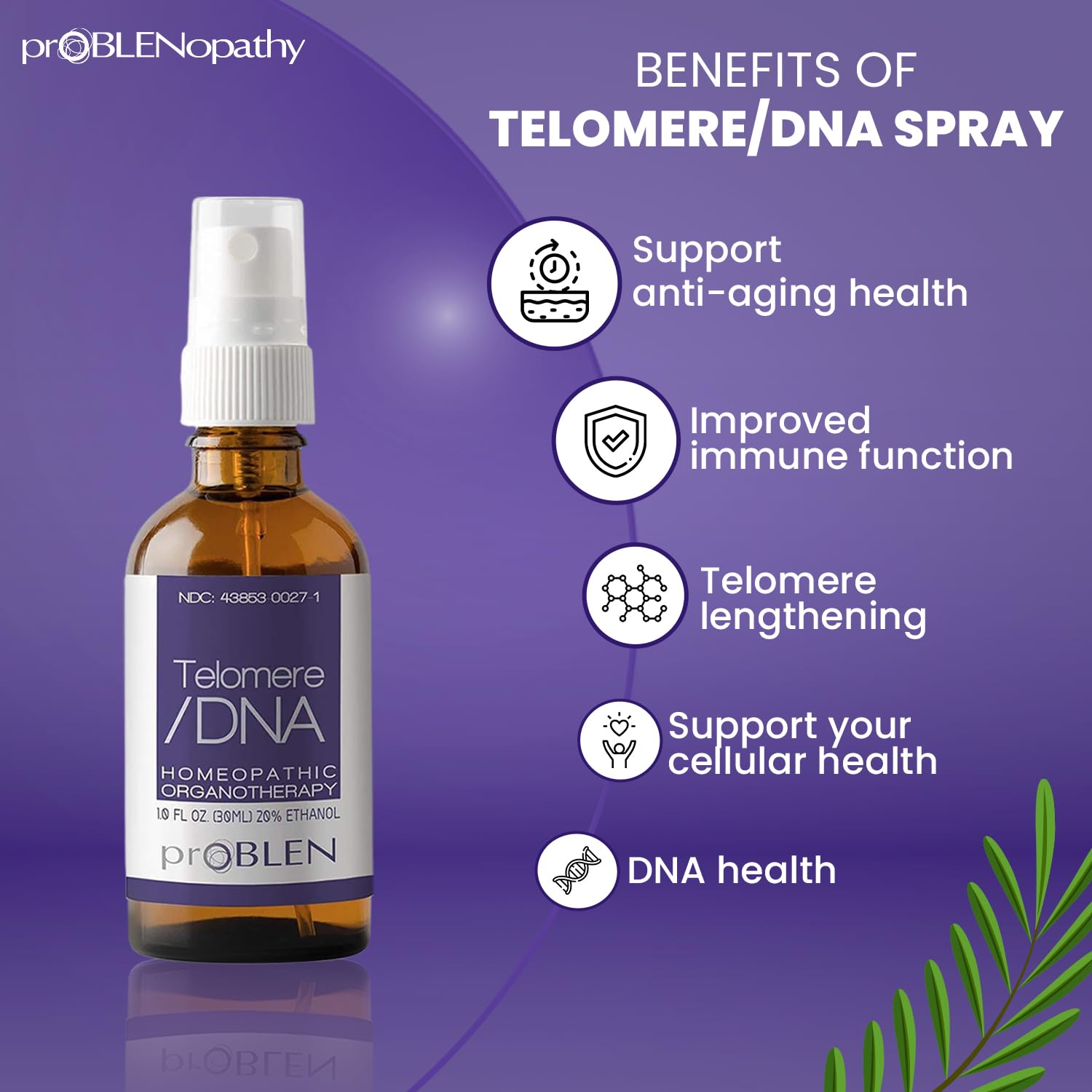 Spray under the tongue using proBLENopathy Telomere Lengthening Liquid Spray