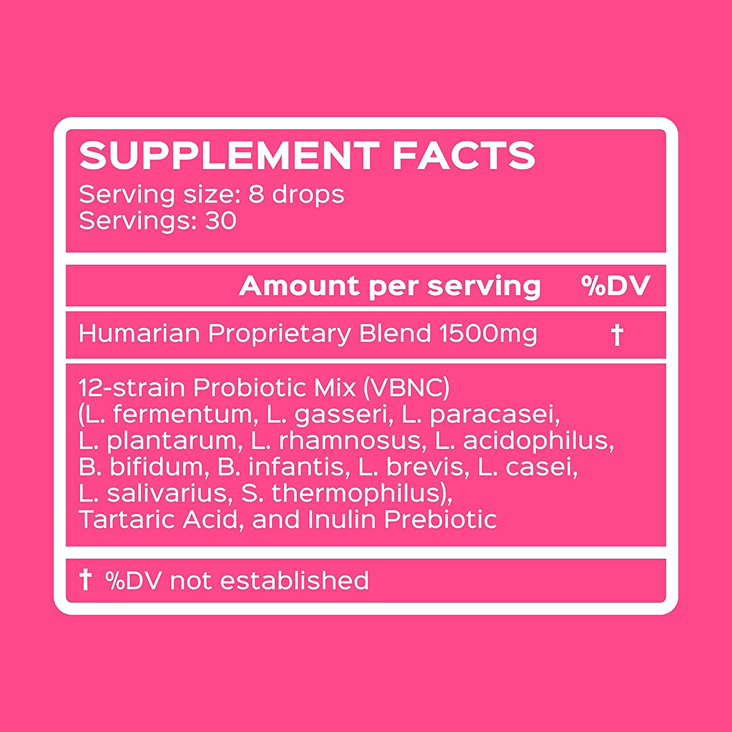 30-day supply packaging for Humarian Probonix Liquid Probiotics
