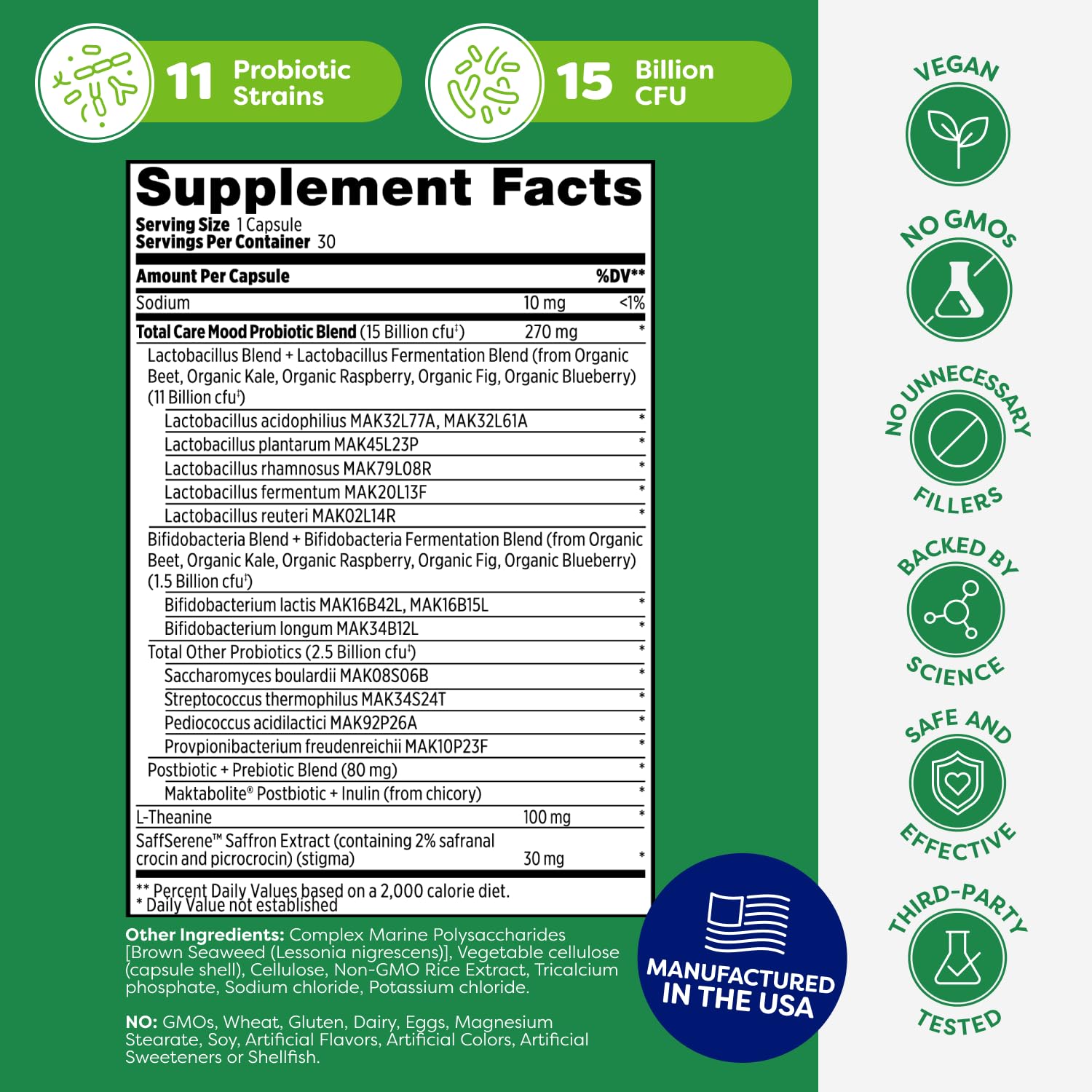 Concept image of mood support and gut health with capsules