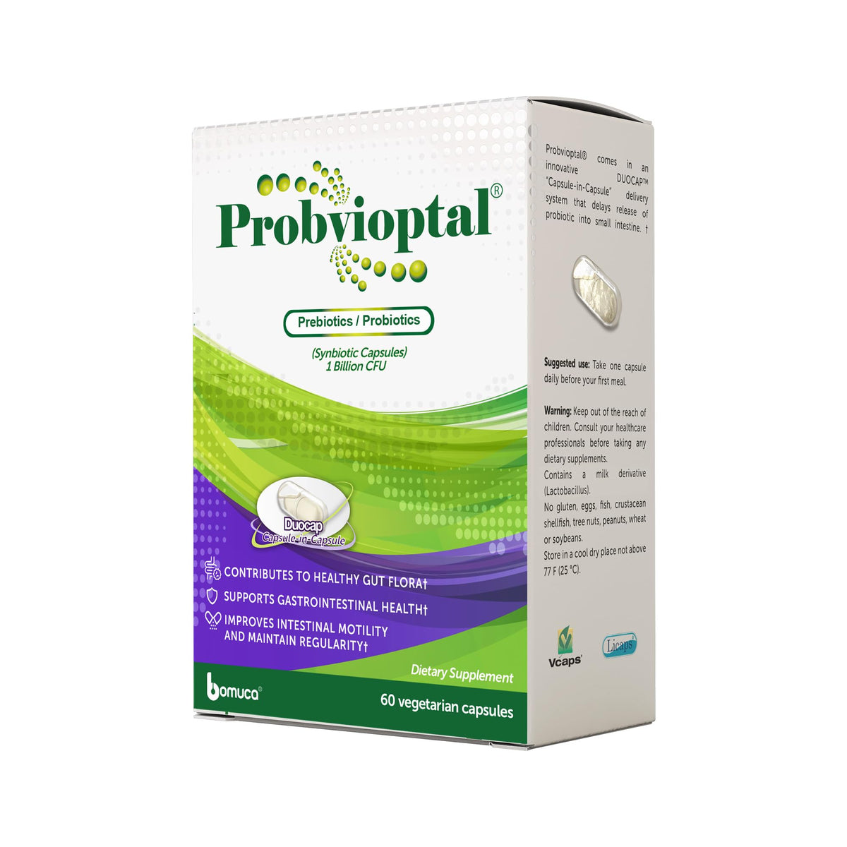 Probvioptal 60 capsules bottle front view with Duocap branding