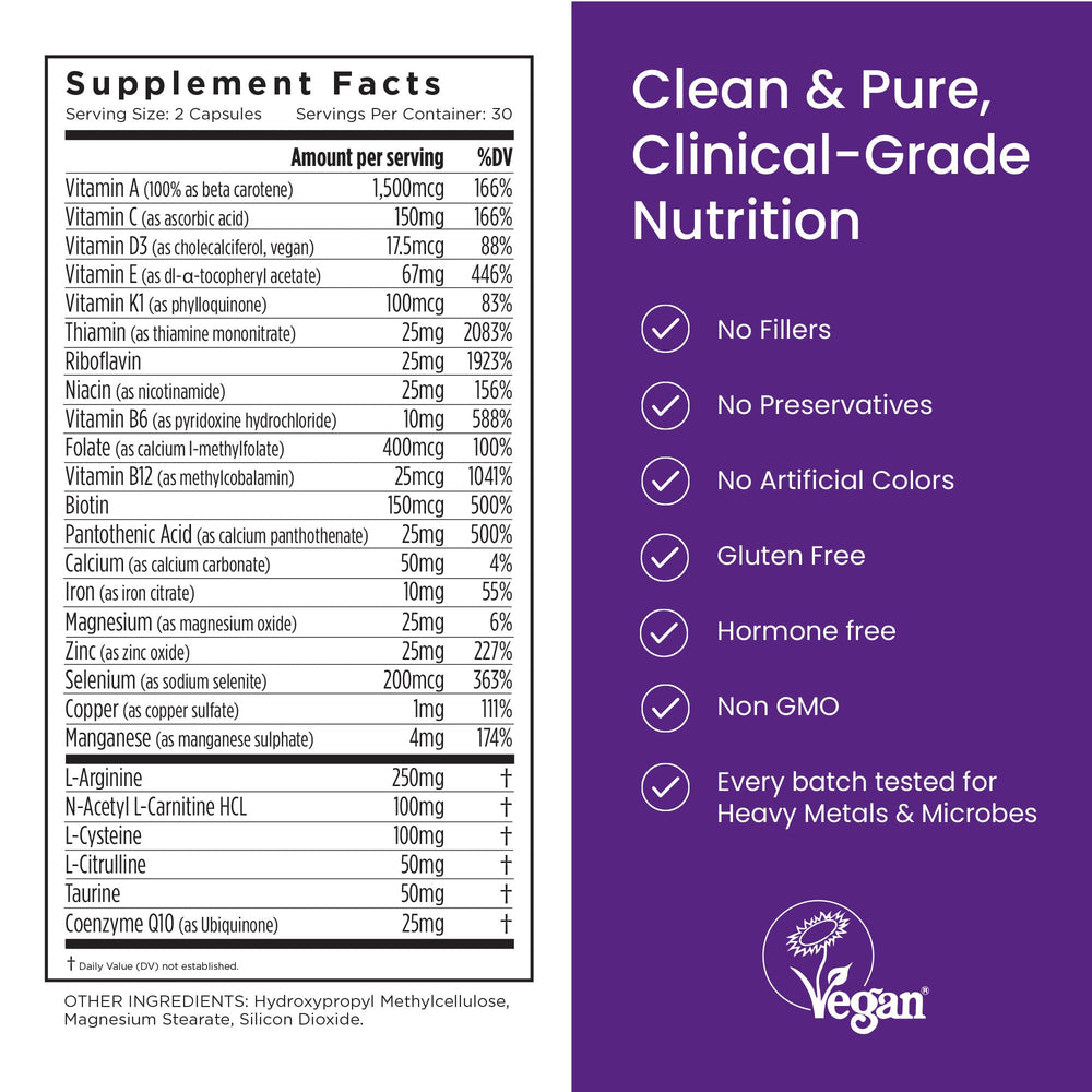 Product packaging emphasizing vegan certification and purity
