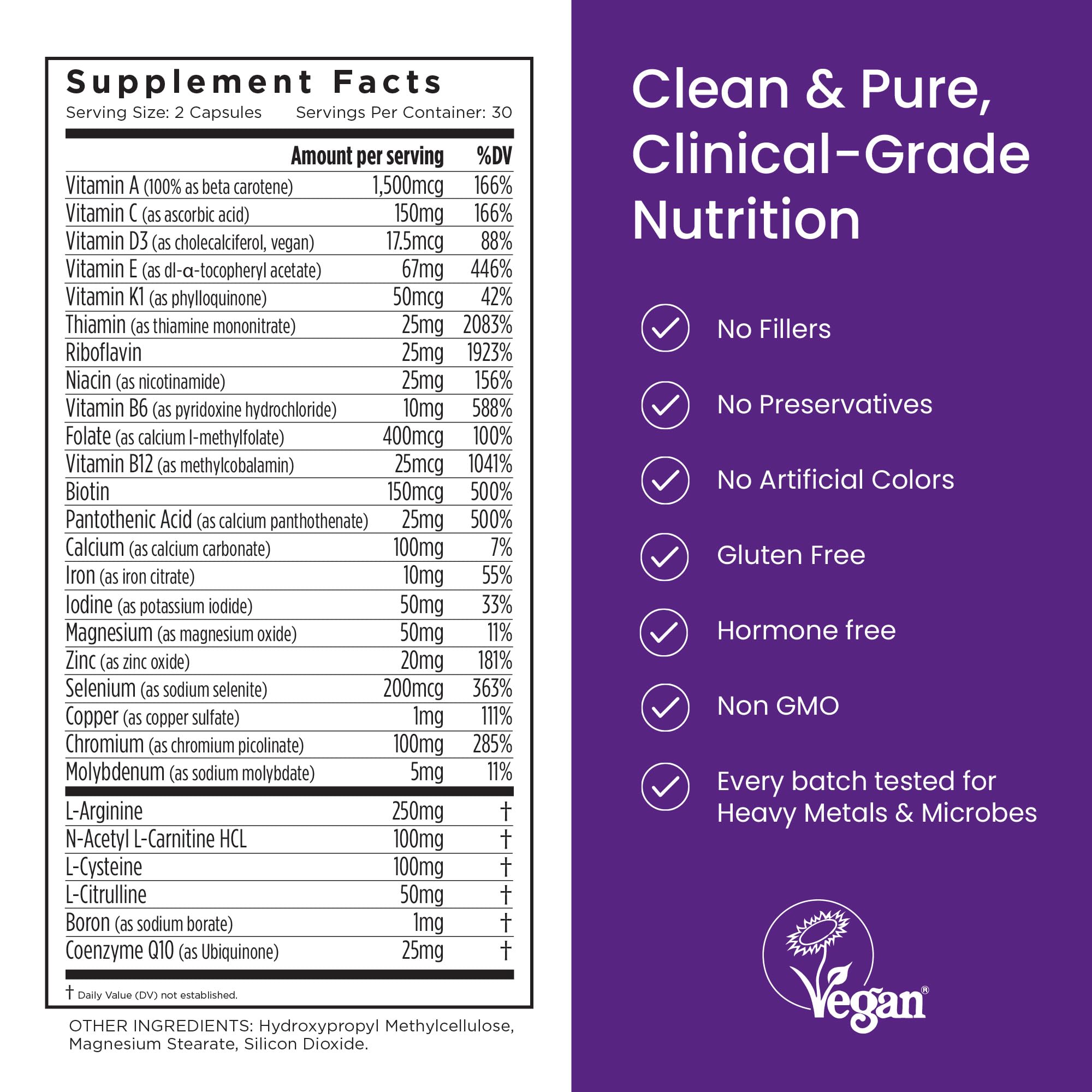 Illustration showing daily intake: two capsules with food