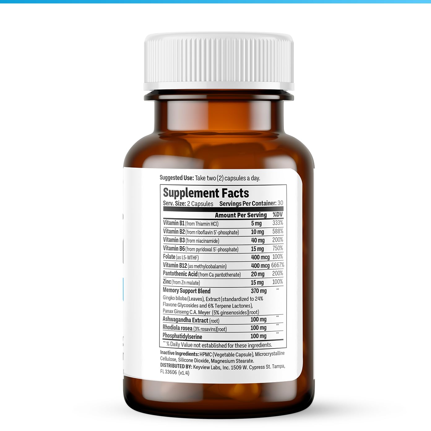 Close-up of Procera Advanced Brain ingredients label