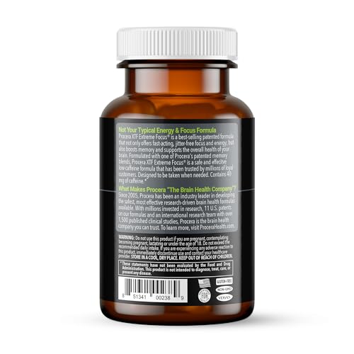 Procera XTF bottle closeup shows label and cognitive support intent