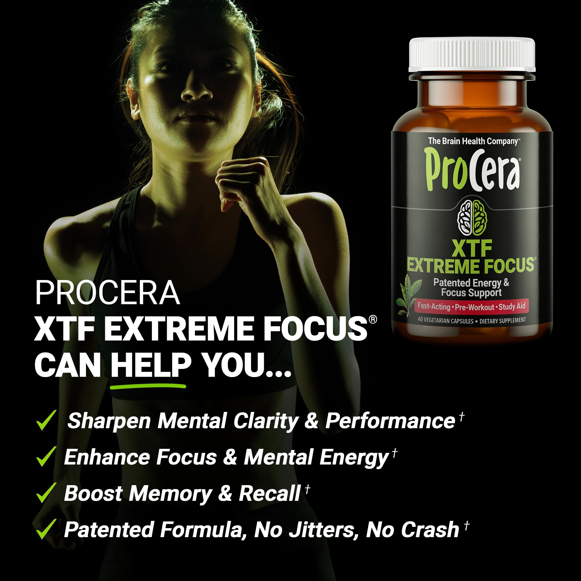 Procera XTF person taking pill depicts steady study routine