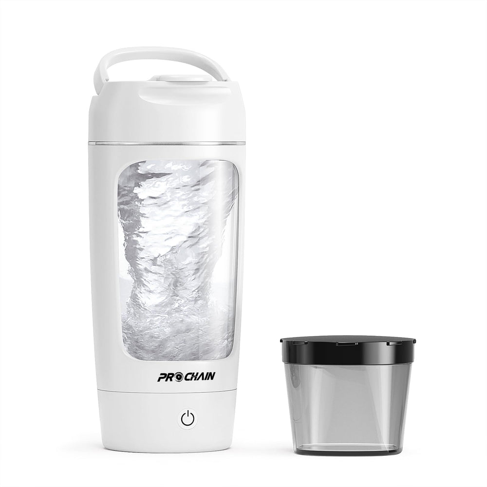 PROCHAIN electric protein shaker bottle motor in action for quick shakes on the go