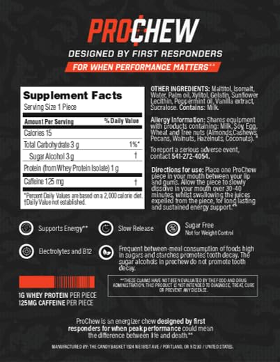 PROCHEW taffy unwrapped reveals peppermint energy bite for quick focus.
