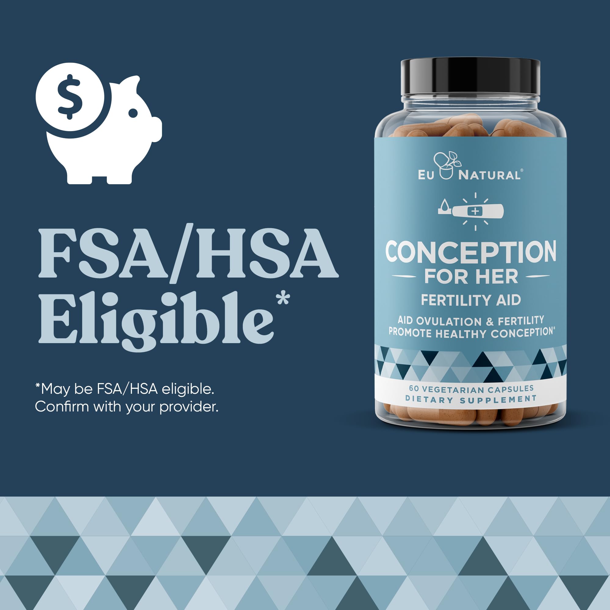 Front view of the conception fertility supplements packaging