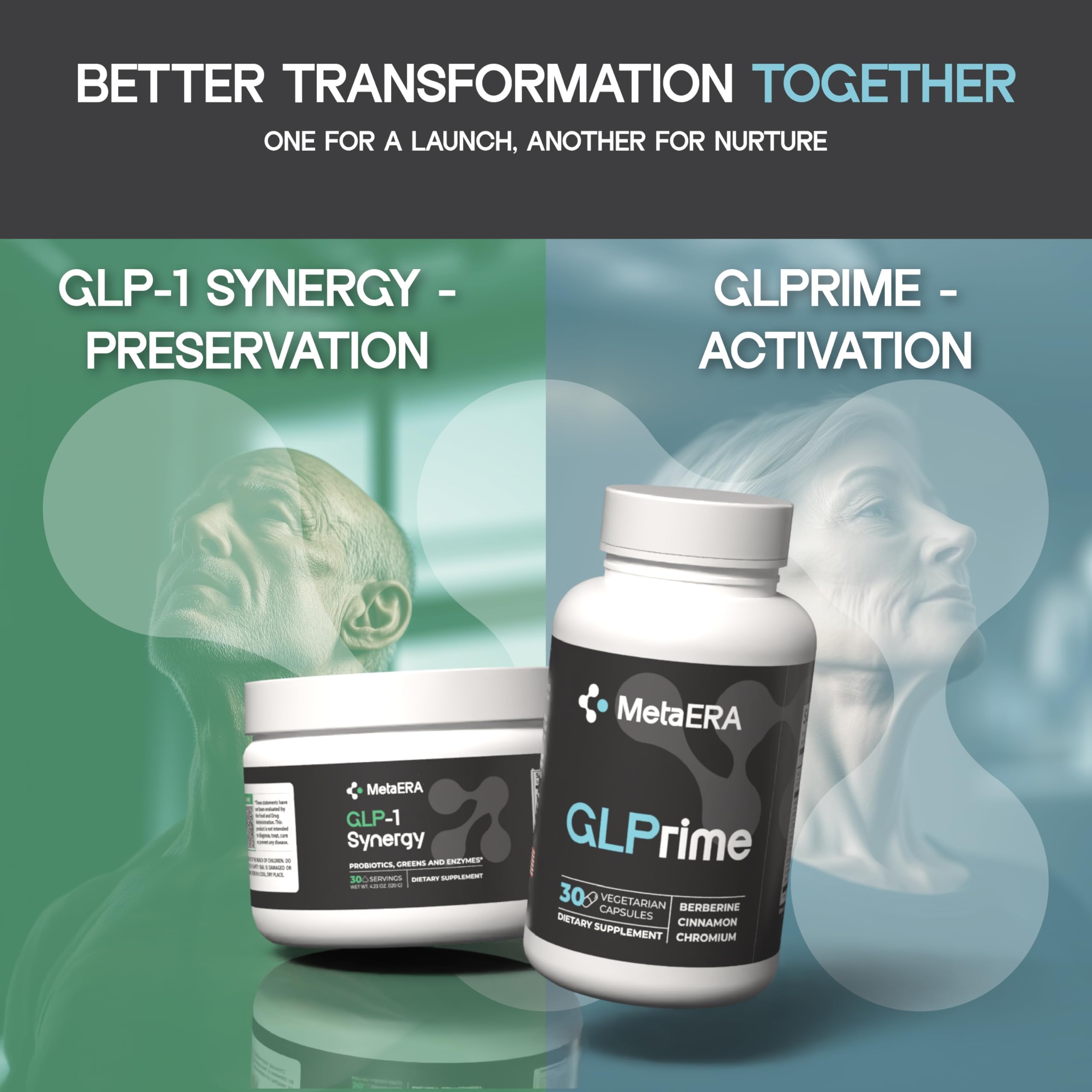 Product hero banner for METAERA GLPrime GLP-1 supplement