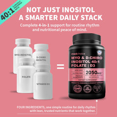 Close-up of Myo-Inositol and D-Chiro Inositol capsules