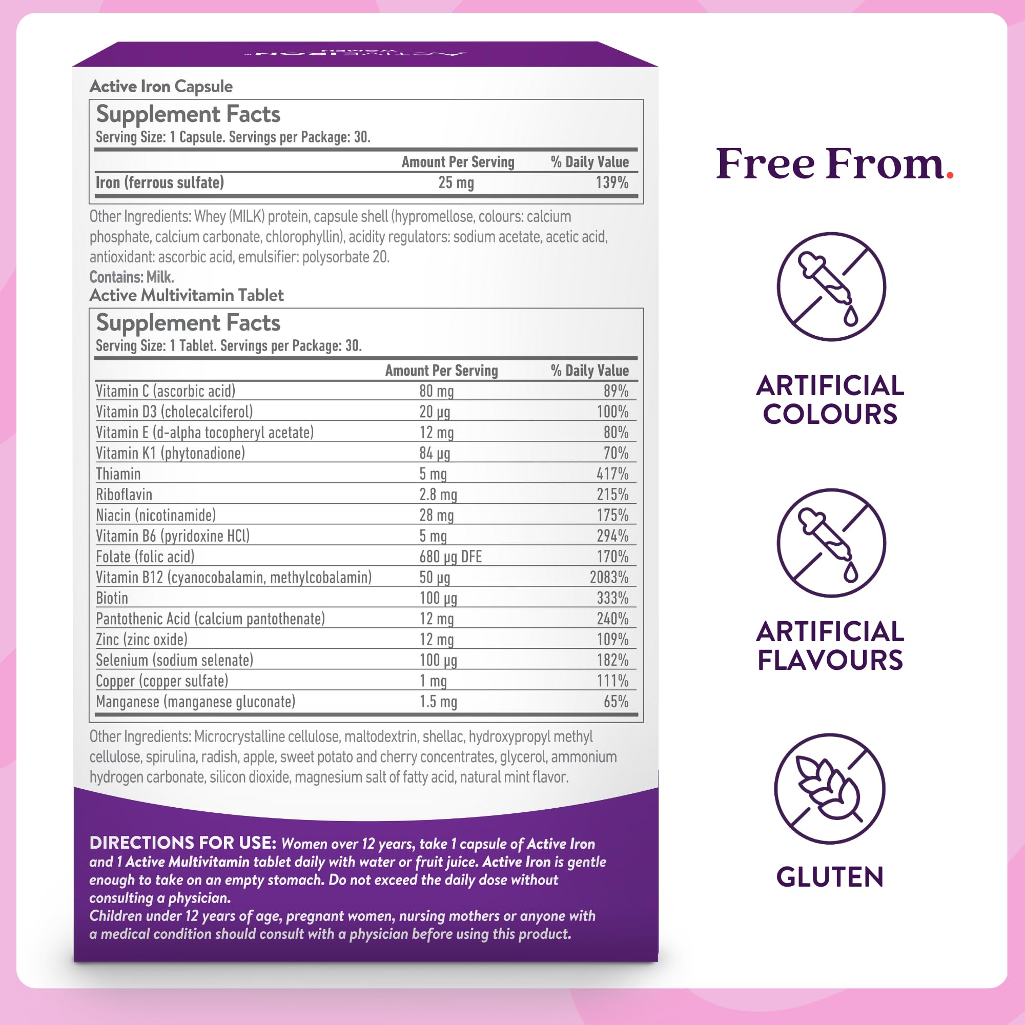 Front view of product packaging