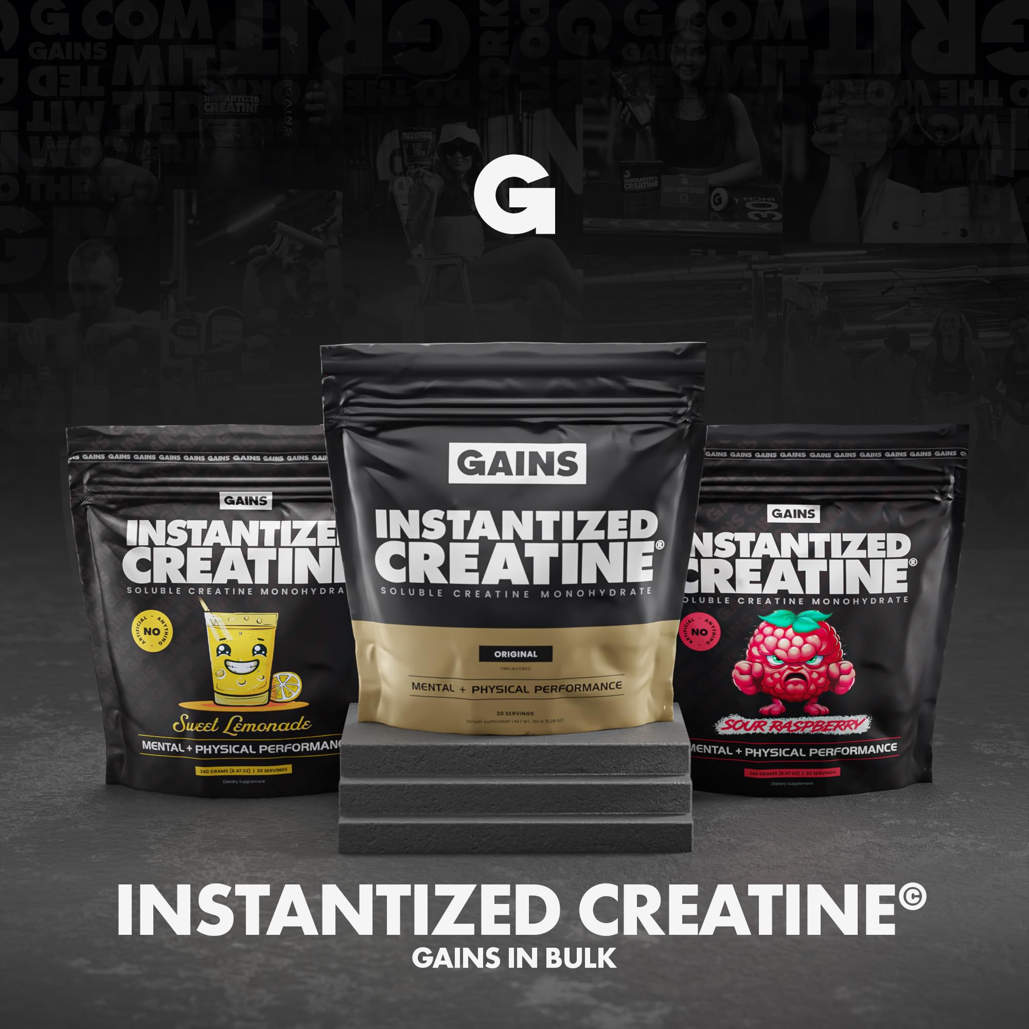 Product packaging with serving size information for creatine powder