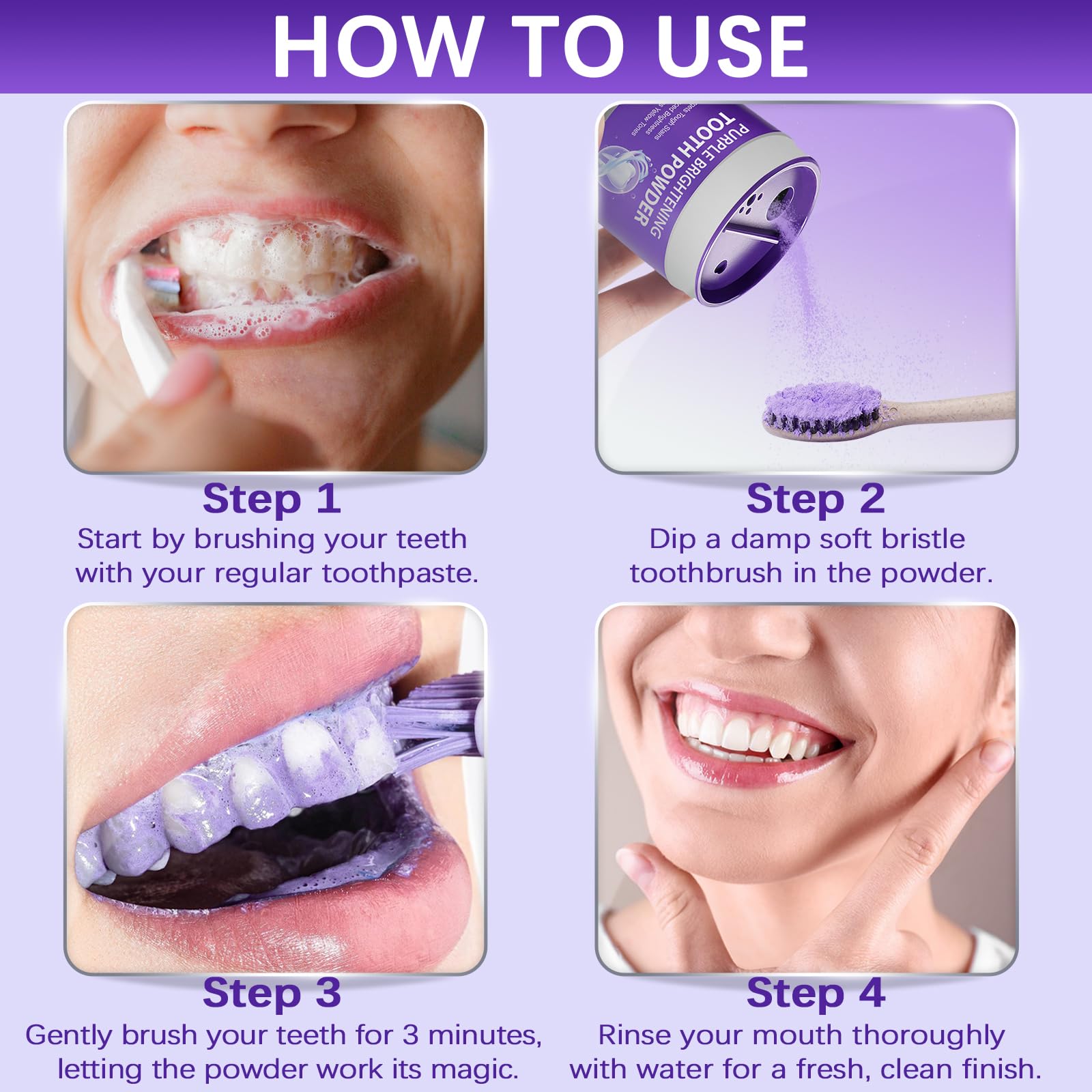 Box packaging for the 2PCS teeth whitening powder