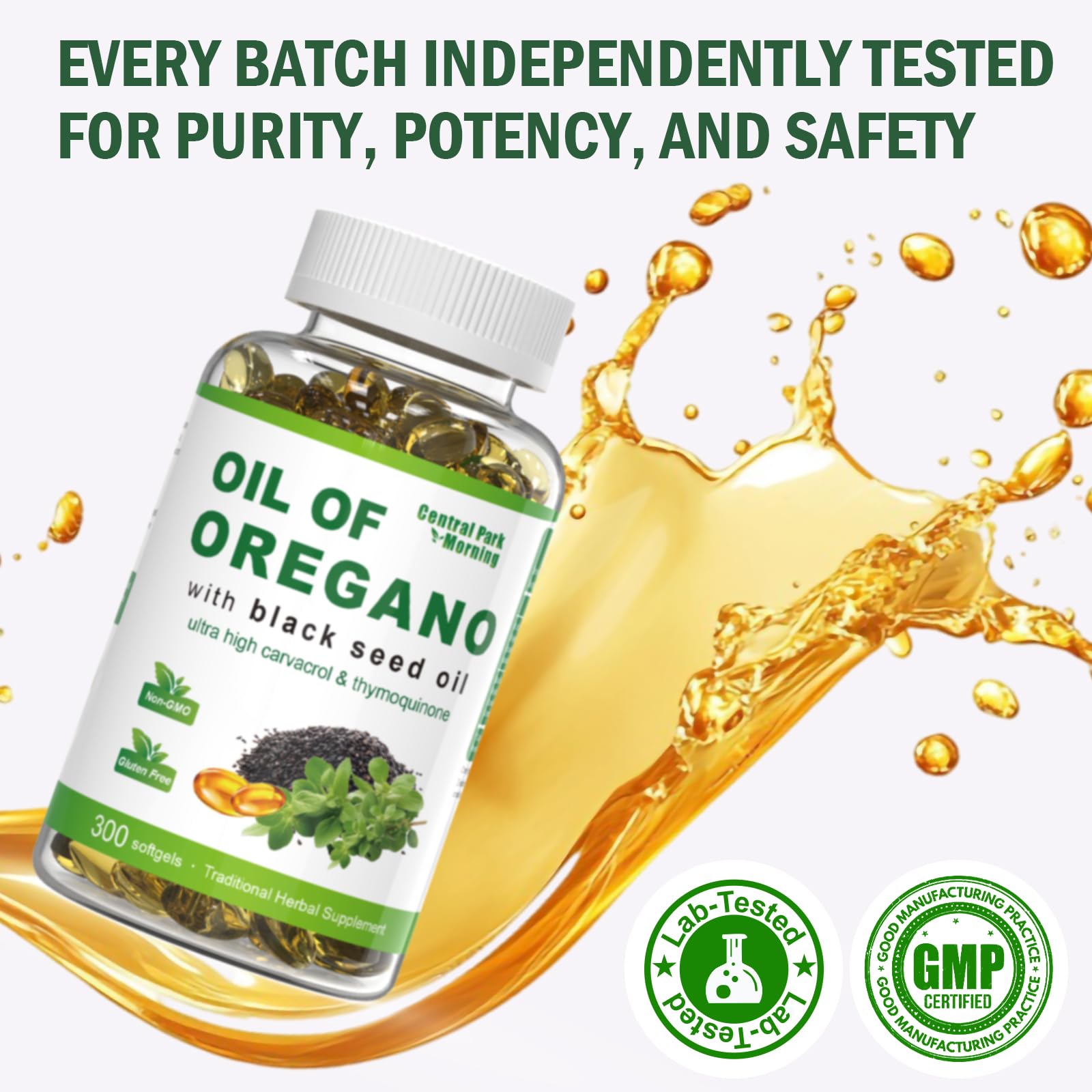 Product with glass of water and softgels