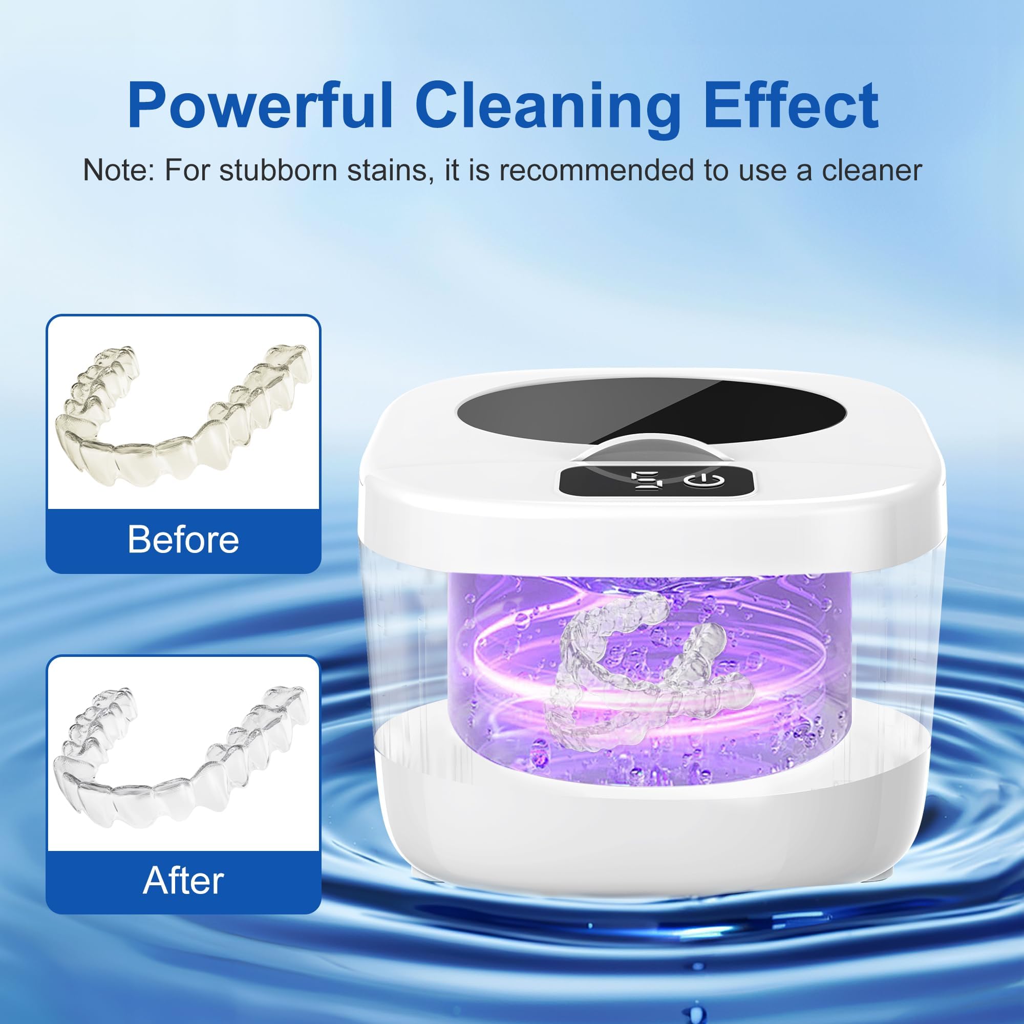 Compact ultrasonic cleaner with 190ml capacity