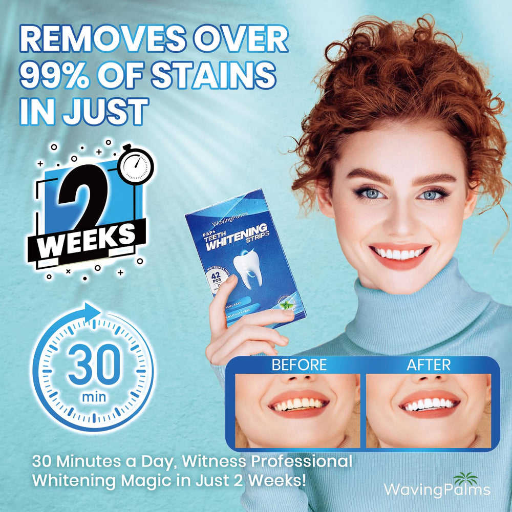Whitening strips applied to teeth with non-slip design