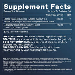 Close-up of Longvida Curcumin extract and BaCognize Bacopa Monnieri ingredients