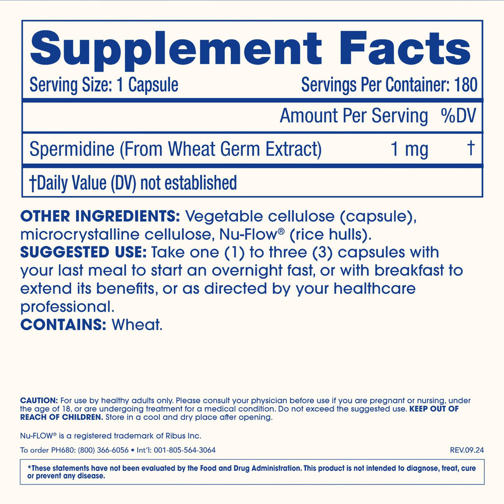 Graphic representing daily spermidine intake and healthy aging