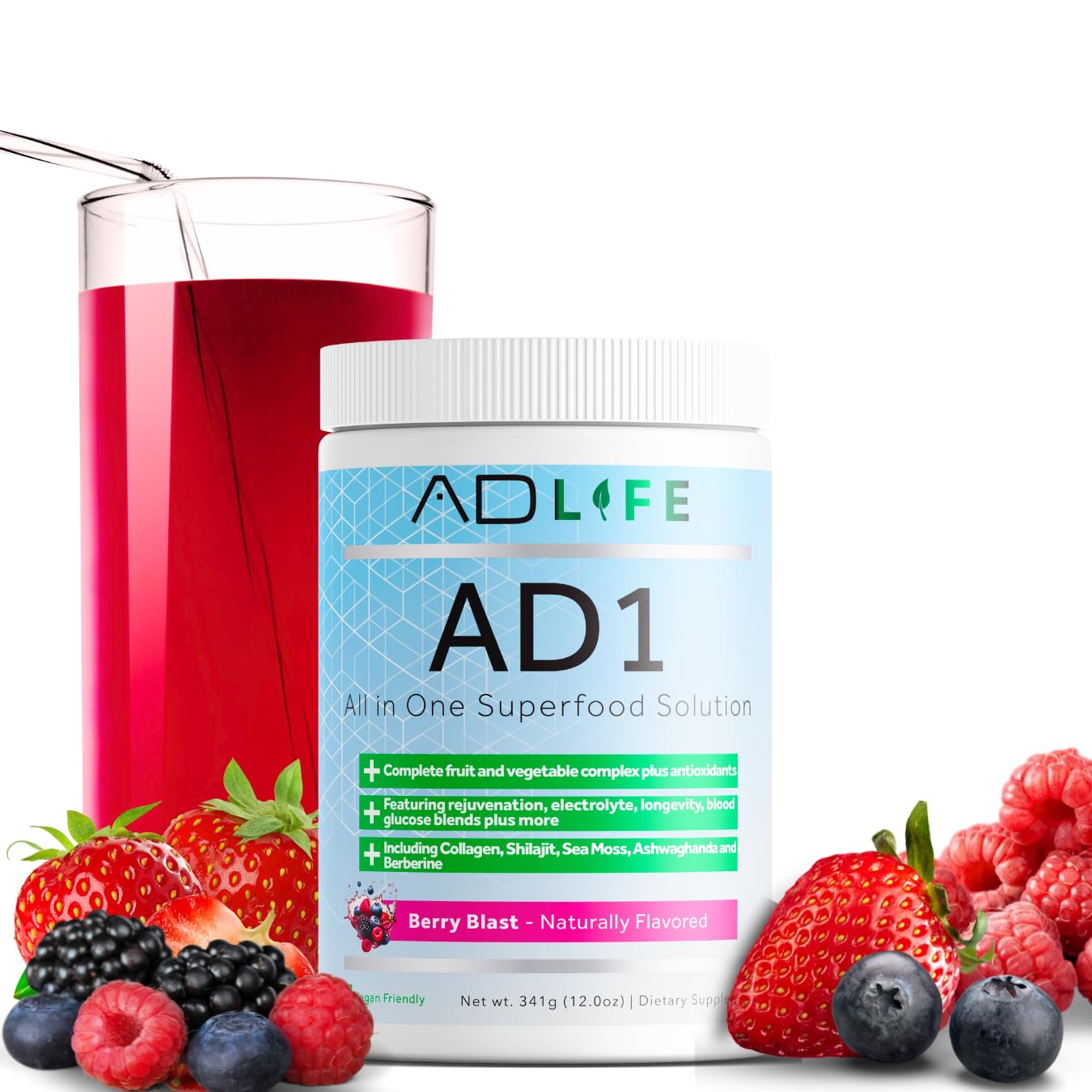 Fruits and greens blends featured in Berry Blast