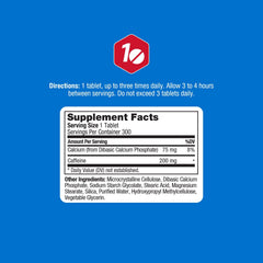 Close-up of ProLab Caffeine Tablets 200mg label