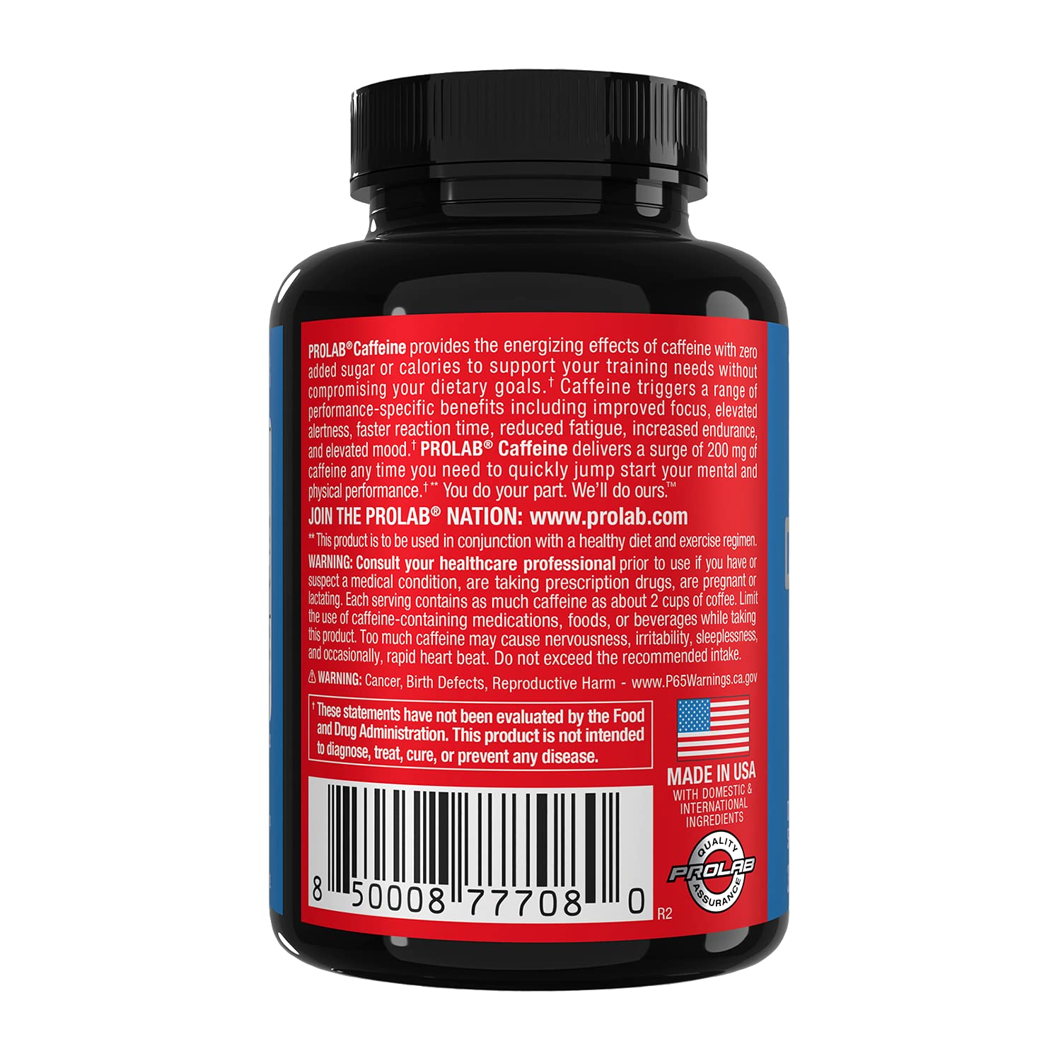 Packaging for ProLab Caffeine Tablets 200mg 300ct