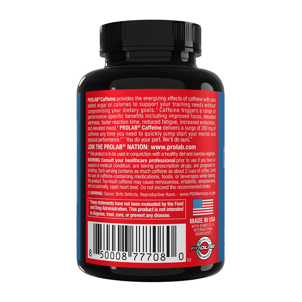 Packaging for ProLab Caffeine Tablets 200mg 300ct
