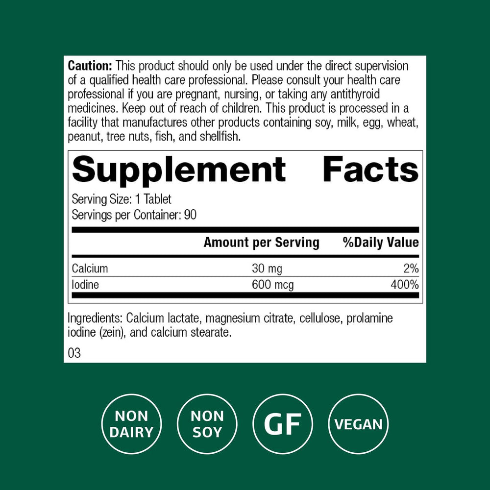 Prolamine Iodine packaging and tablets