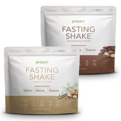 Prolon drink mix packaging showcases vanilla and chocolate flavors for vegan, keto-friendly nutrition.