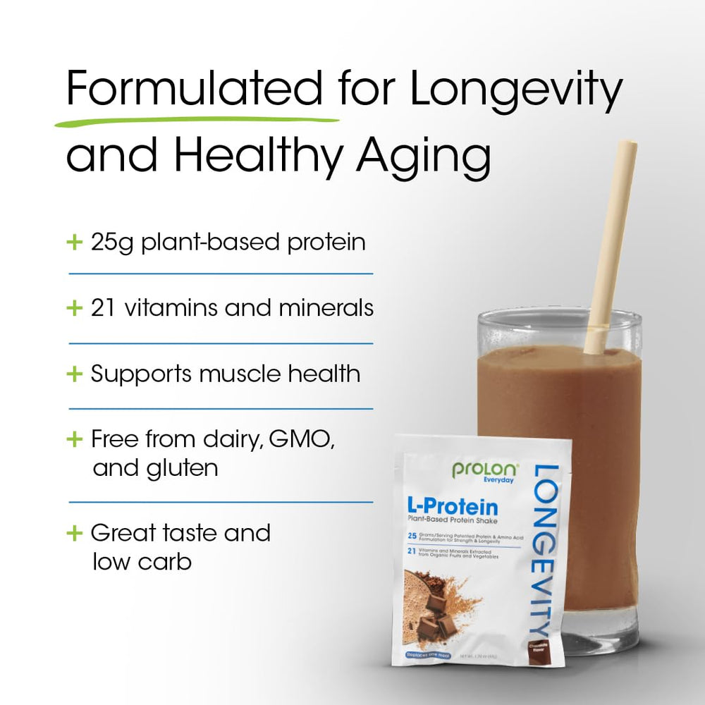 Pouring Prolon Longevity Berry protein for easy daily nutrition.