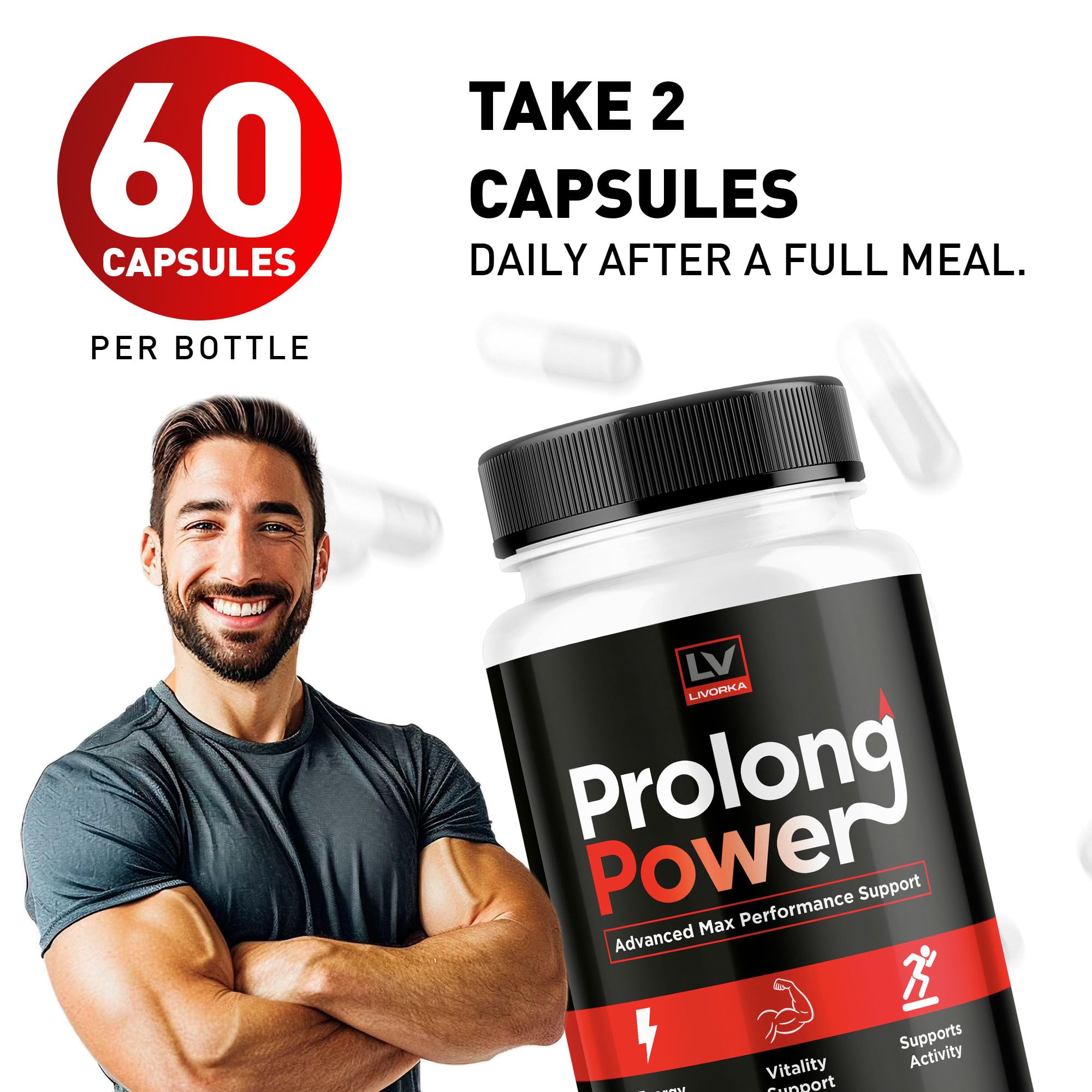Prolong Power Supplement bottle and capsules