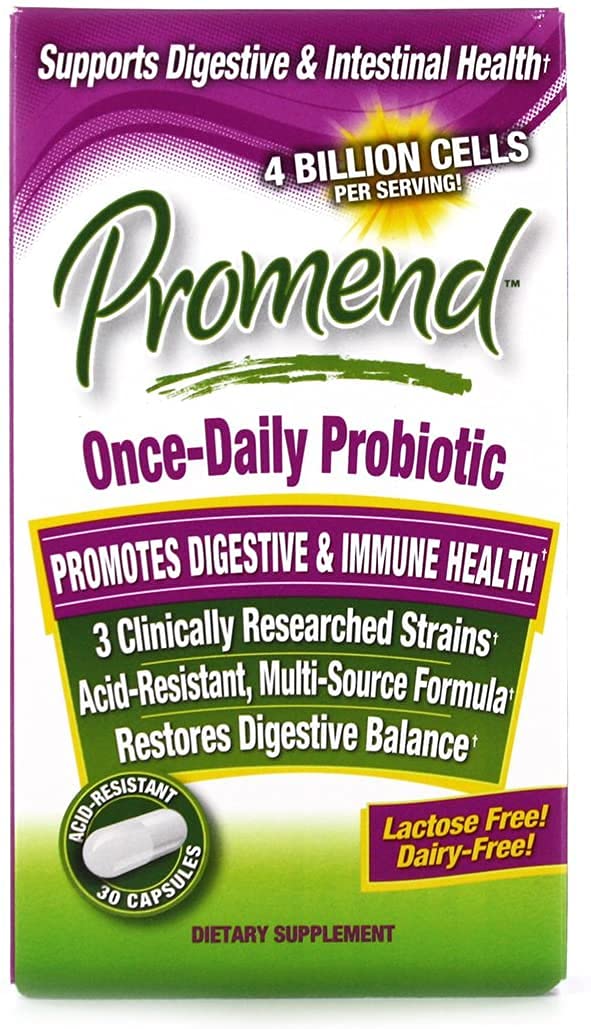 Front view of Promend Once-Daily Probiotic Capsules bottle
