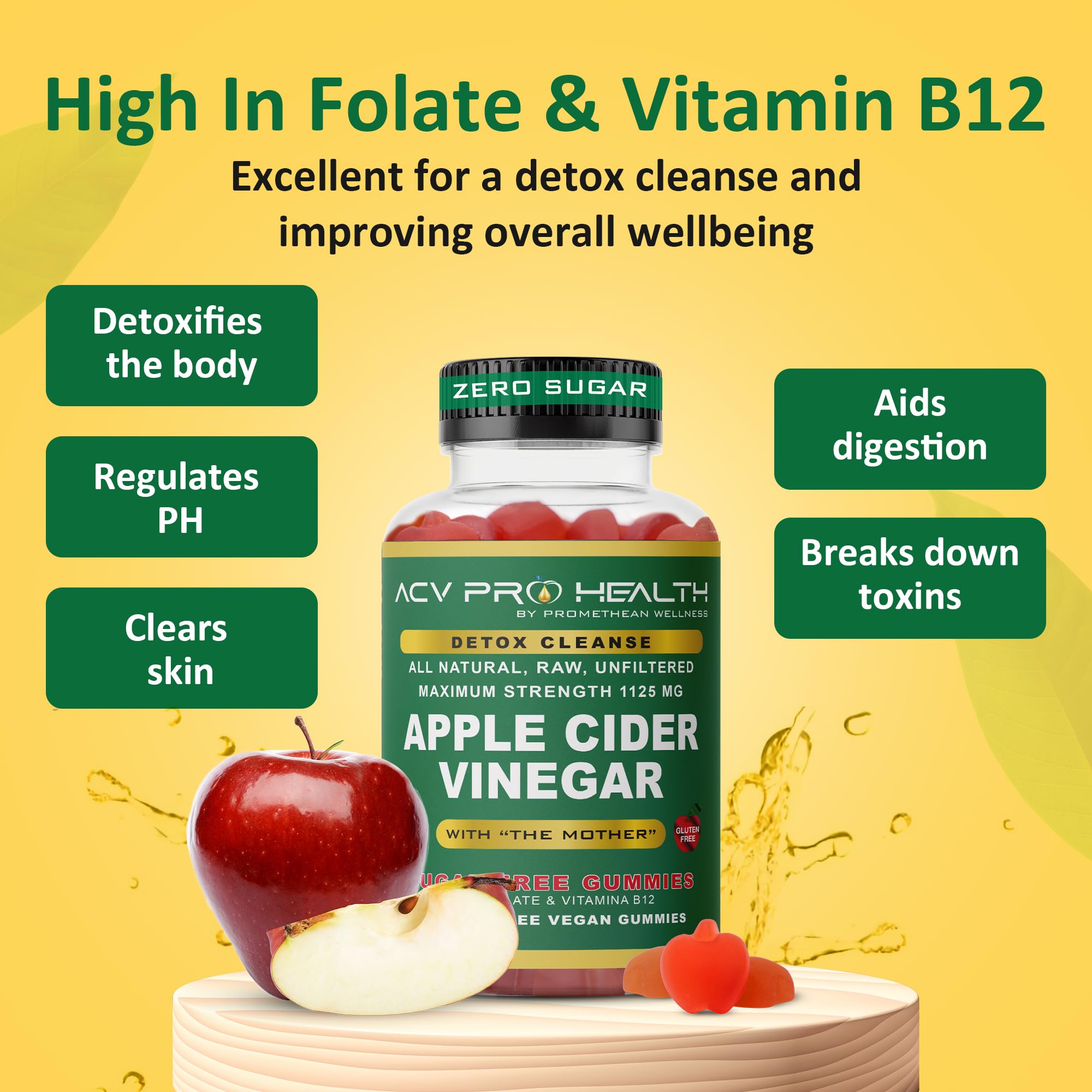 Promethean Wellness ACV Pro Gummies gummy close-up showing smooth texture.