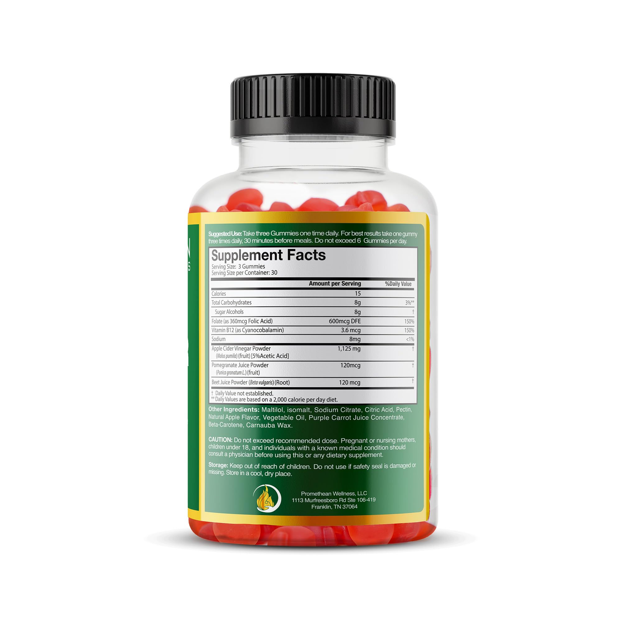 Promethean Wellness ACV Pro Gummies US formulation badge on packaging.