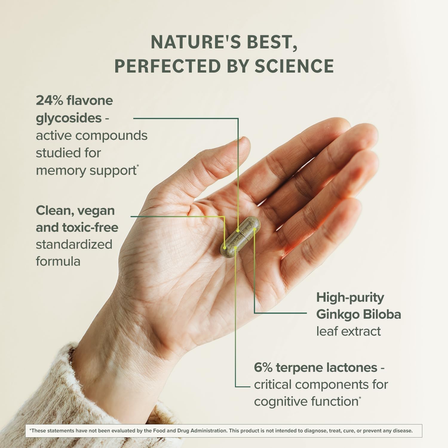 Supplement facts label for Prominent Ginkgo Biloba