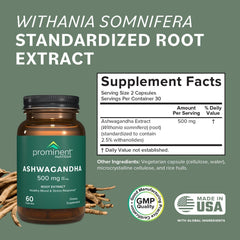 Ashwagandha root extract 500 mg capsules close-up - product image 02