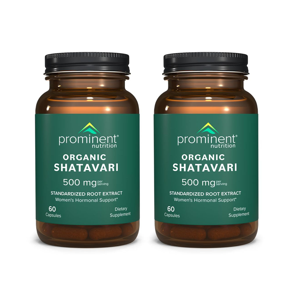 Prominent Nutrition Organic Shatavari Capsules bottle – 60 capsules, 500 mg, 2-pack