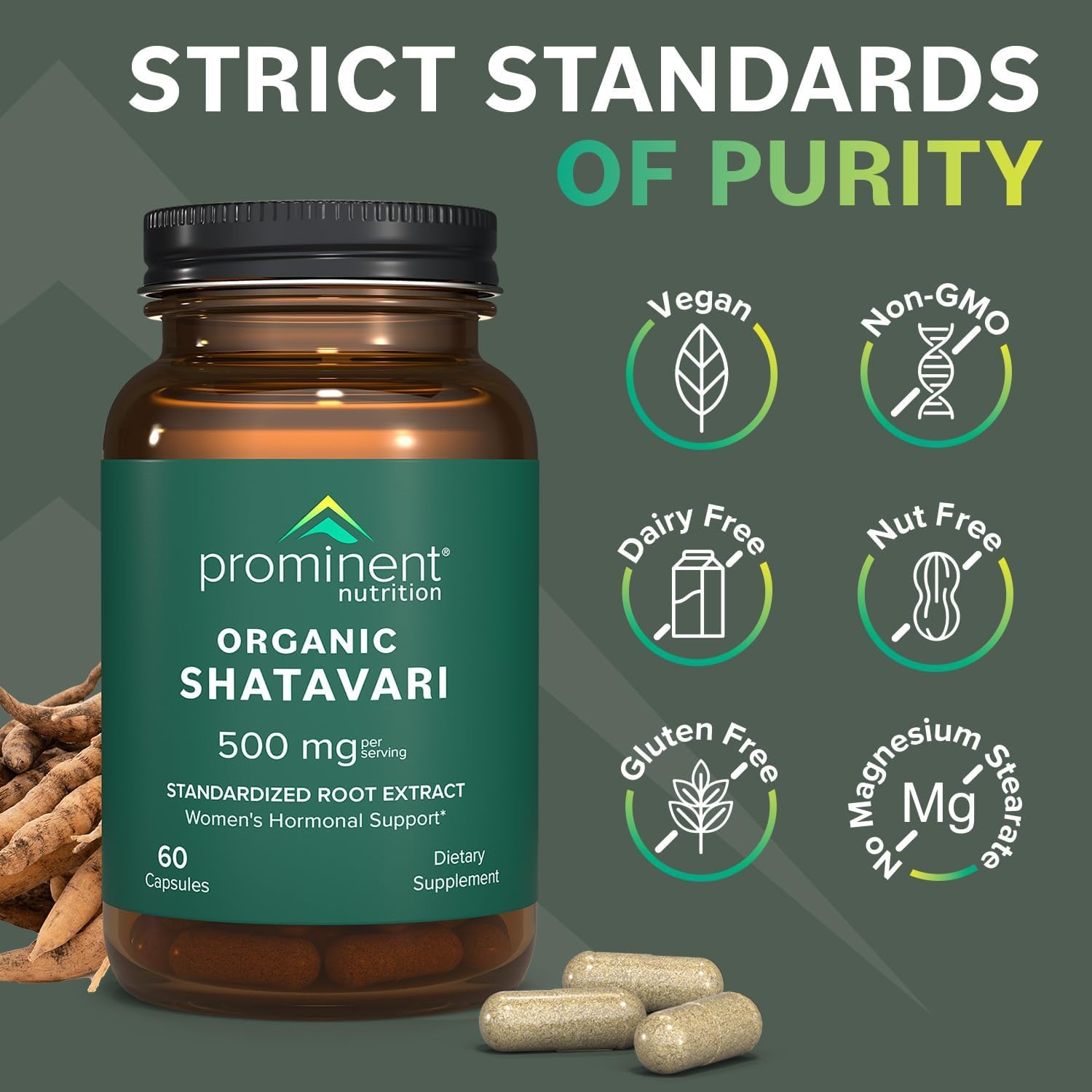 60-count Prominent Nutrition Shatavari capsules pack shot