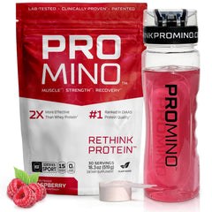 Promino essential amino acid drink raspberry bottle boosts post-workout recovery