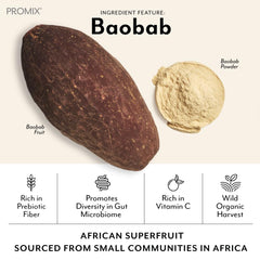 Ingredients panel showing prebiotic fiber and probiotic strains