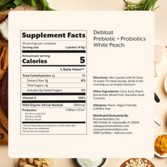 Close-up of Debloat product label highlighting gluten-free and non-GMO claims