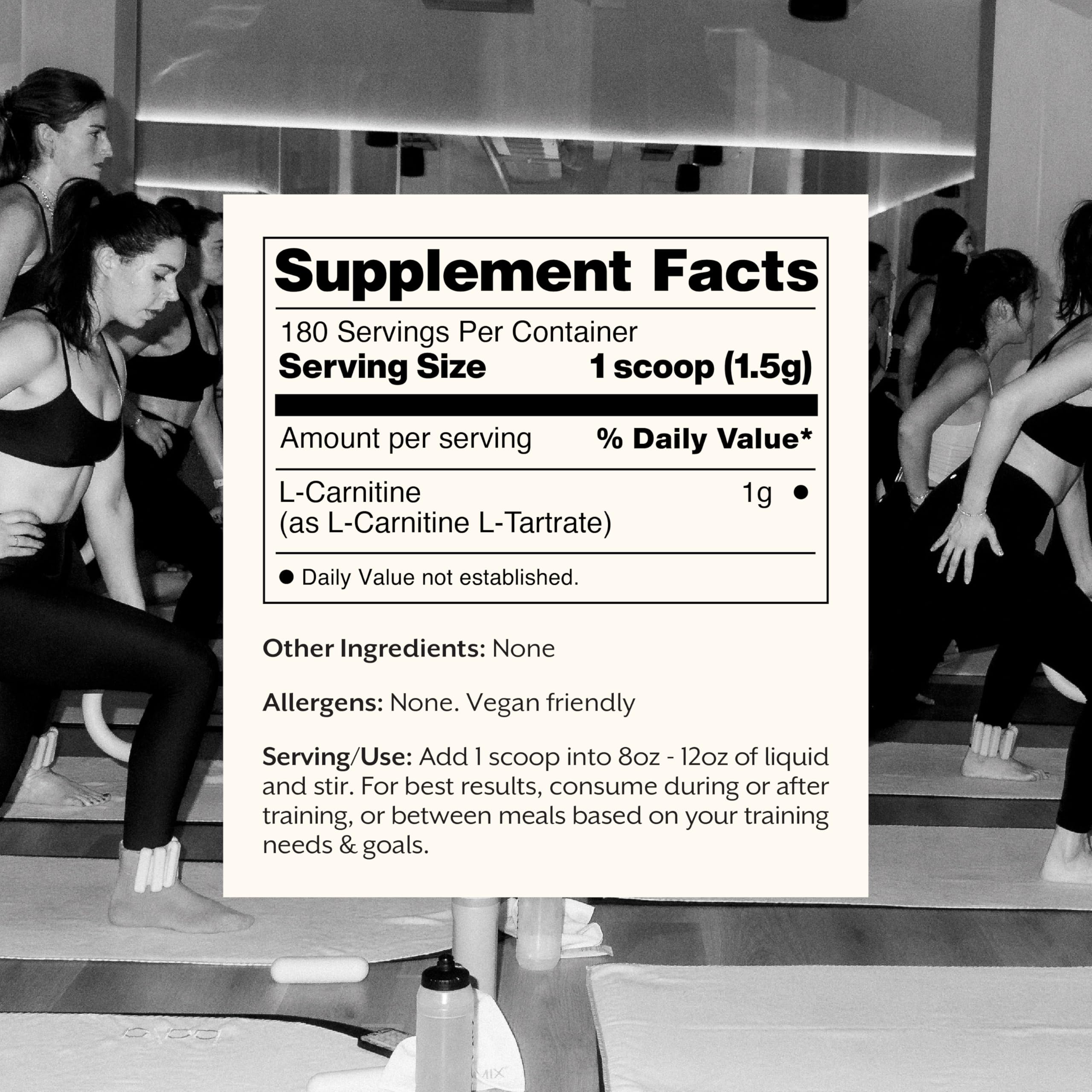 ProMix L-Carnitine powder scoop in tub for easy daily use