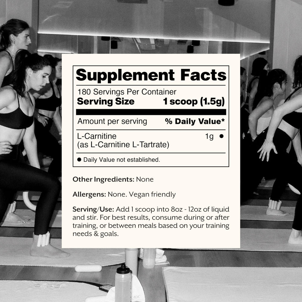 ProMix L-Carnitine powder scoop in tub for easy daily use